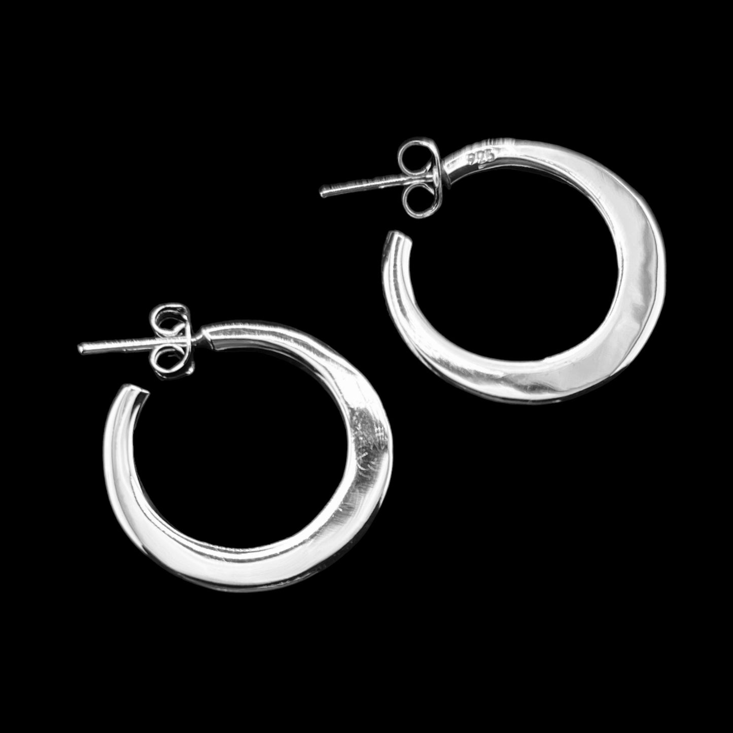 Sterling Silver .925 HOOP POST Earrings 23mm Smooth