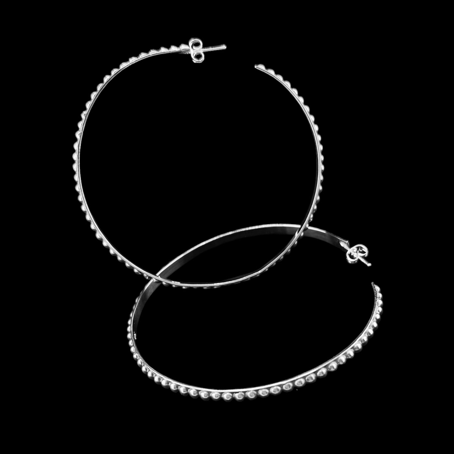 Sterling Silver .925 HOOP POST Earrings 70mmx3mm Bolitas