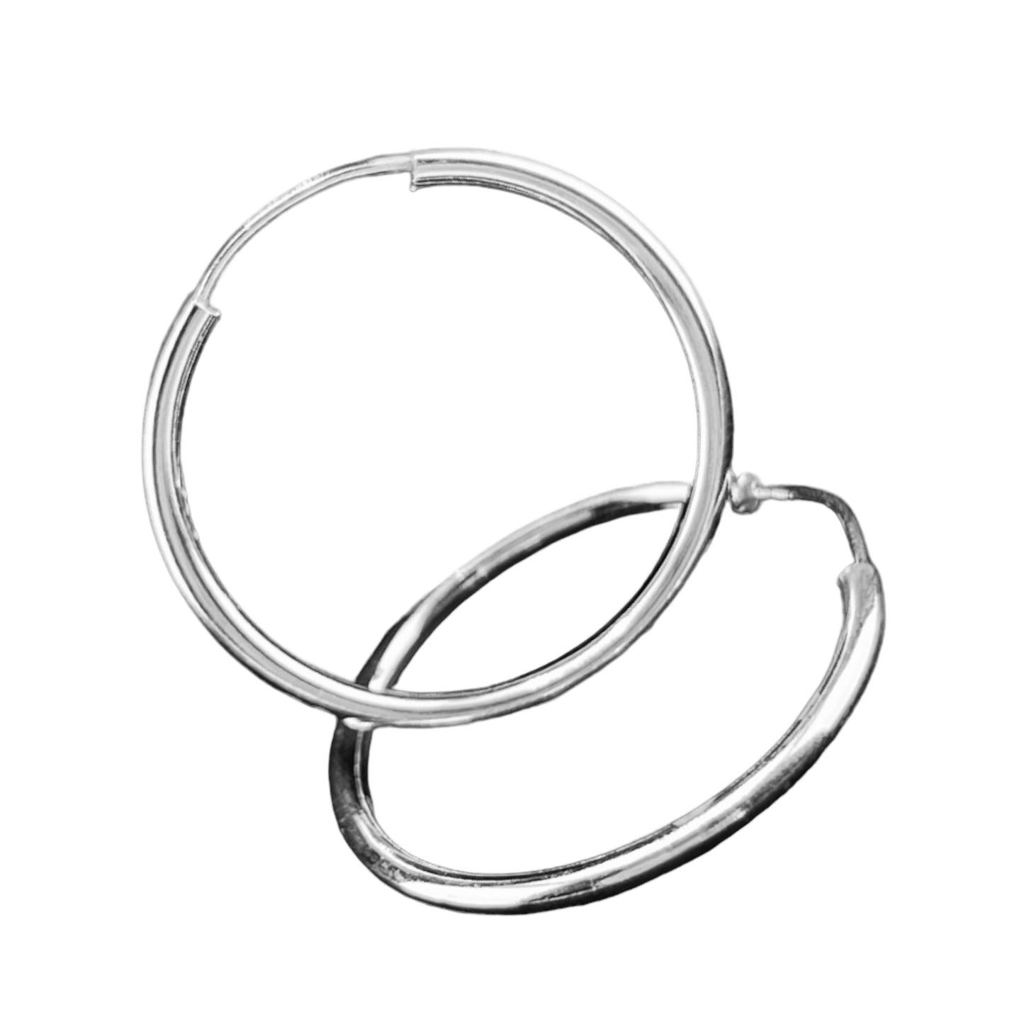 Sterling Silver .925 ENDLESS HOOP Earrings 25mmx1mm Smooth