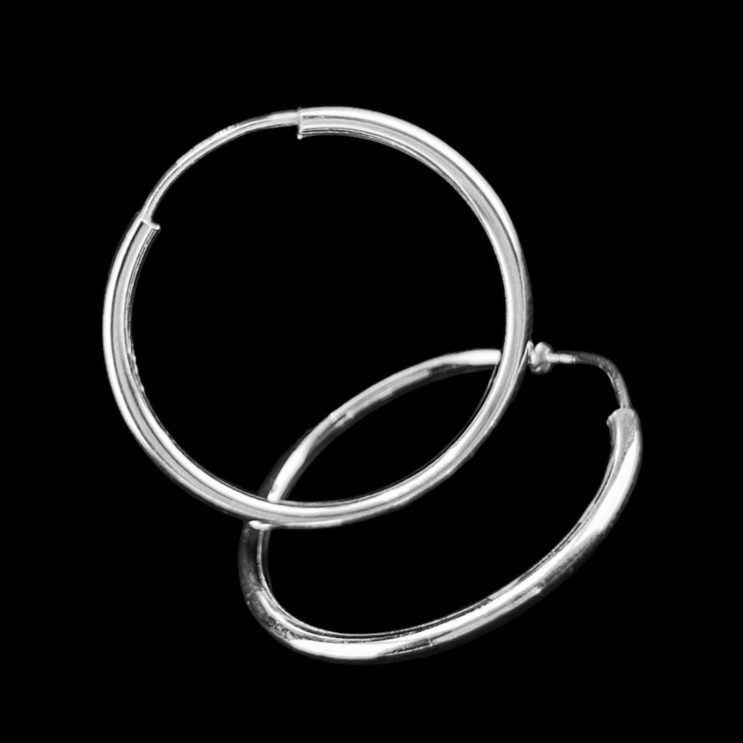 Sterling Silver .925 ENDLESS HOOP Earrings 25mmx1mm Smooth