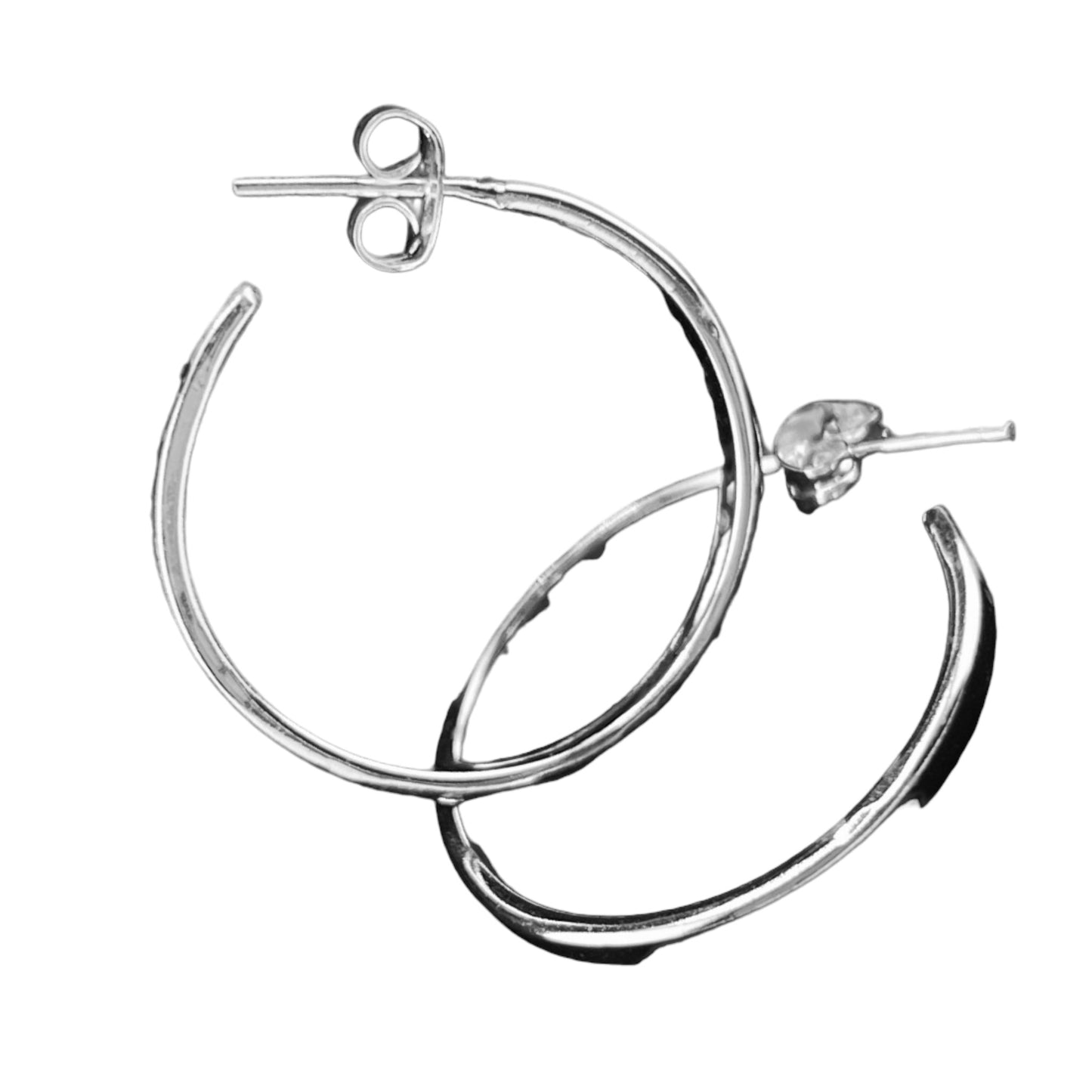 Sterling Silver .925 POST HOOP Earrings 25mmx2mm Smooth Rounded
