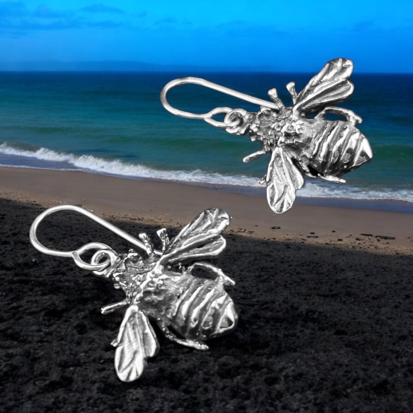 Sterling Silver .925 HOOK Earrings 20mmx20mm Bee Insect