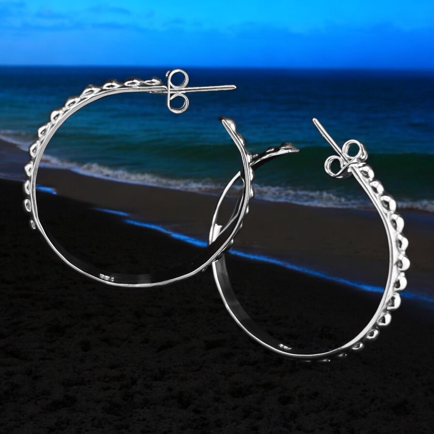 Sterling Silver .925 HOOP POST Earrings 35mmx2mm
