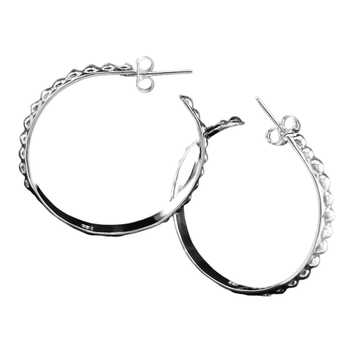 Sterling Silver .925 HOOP POST Earrings 35mmx2mm