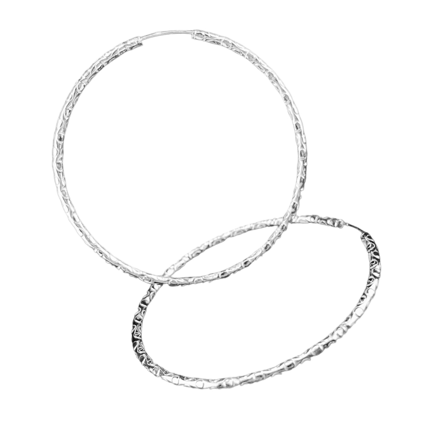 Sterling Silver .925 ENDLESS HOOP Earrings 63mmX2mm