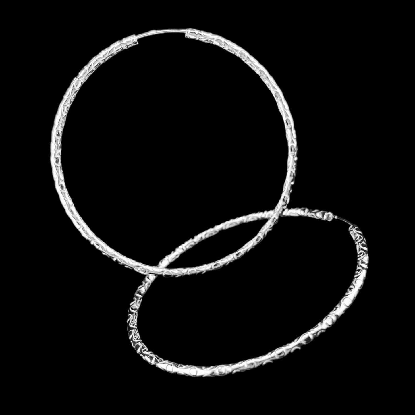 Sterling Silver .925 ENDLESS HOOP Earrings 63mmX2mm