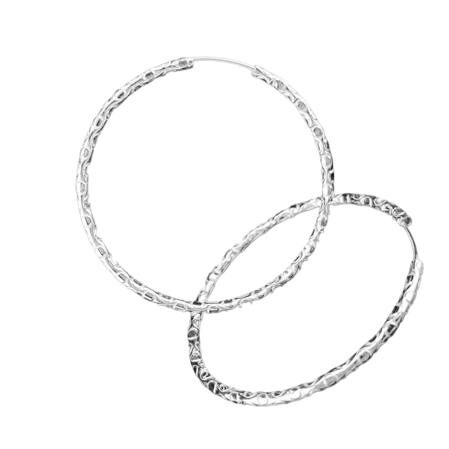 Sterling Silver .925 ENDLESS HOOP Earrings 55mmX3mm