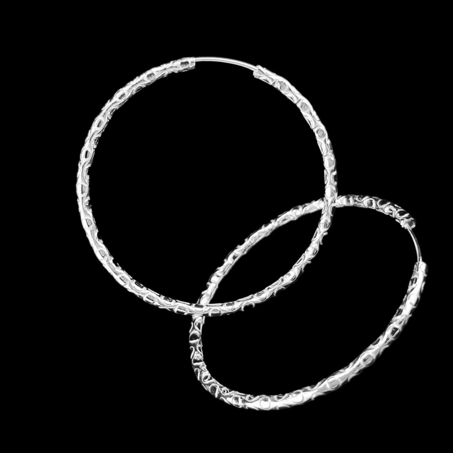 Sterling Silver .925 ENDLESS HOOP Earrings 55mmX3mm