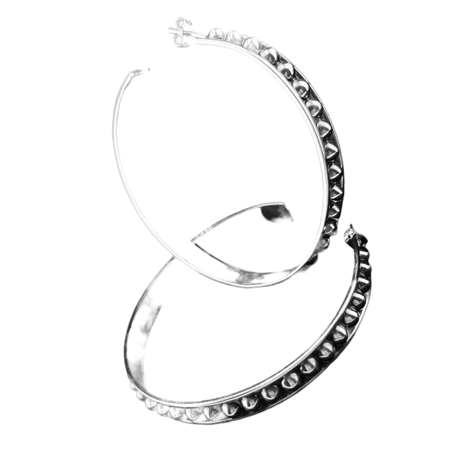 Sterling Silver .925 HOOP POST Earrings 70mmx6mm