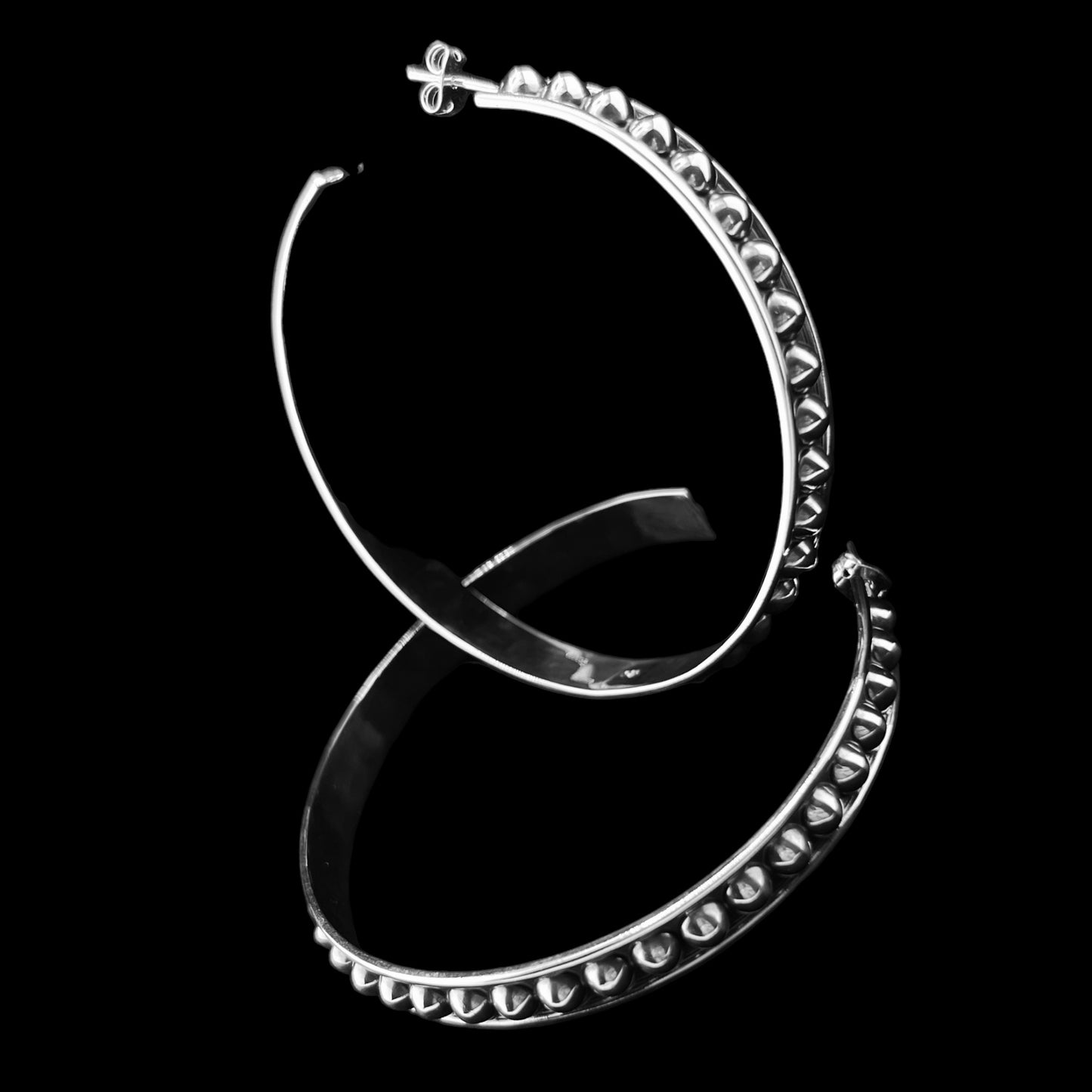 Sterling Silver .925 HOOP POST Earrings 70mmx6mm