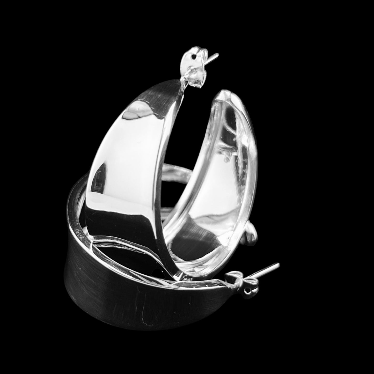 Sterling Silver .925 HOOP POST EarringsSmooth Finish