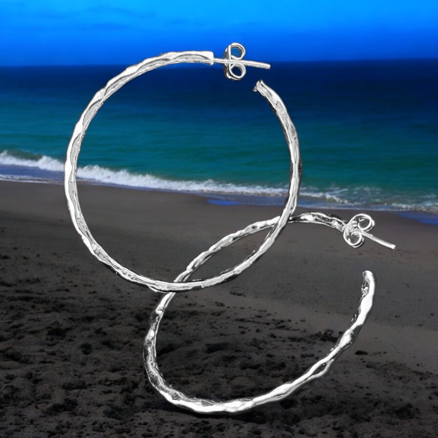 Sterling Silver .925 HOOP POST Earrings 45mmx2mm
