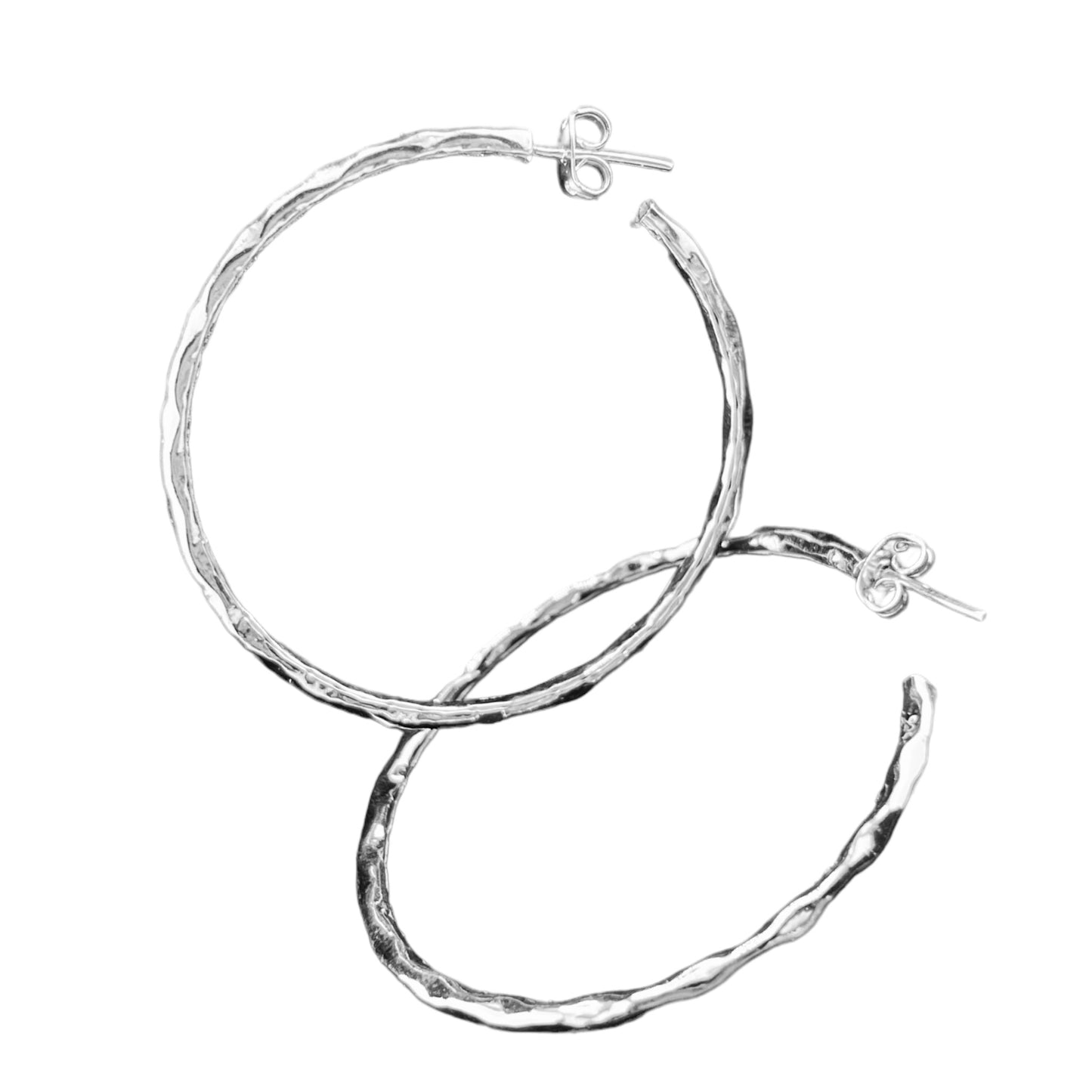 Sterling Silver .925 HOOP POST Earrings 45mmx2mm