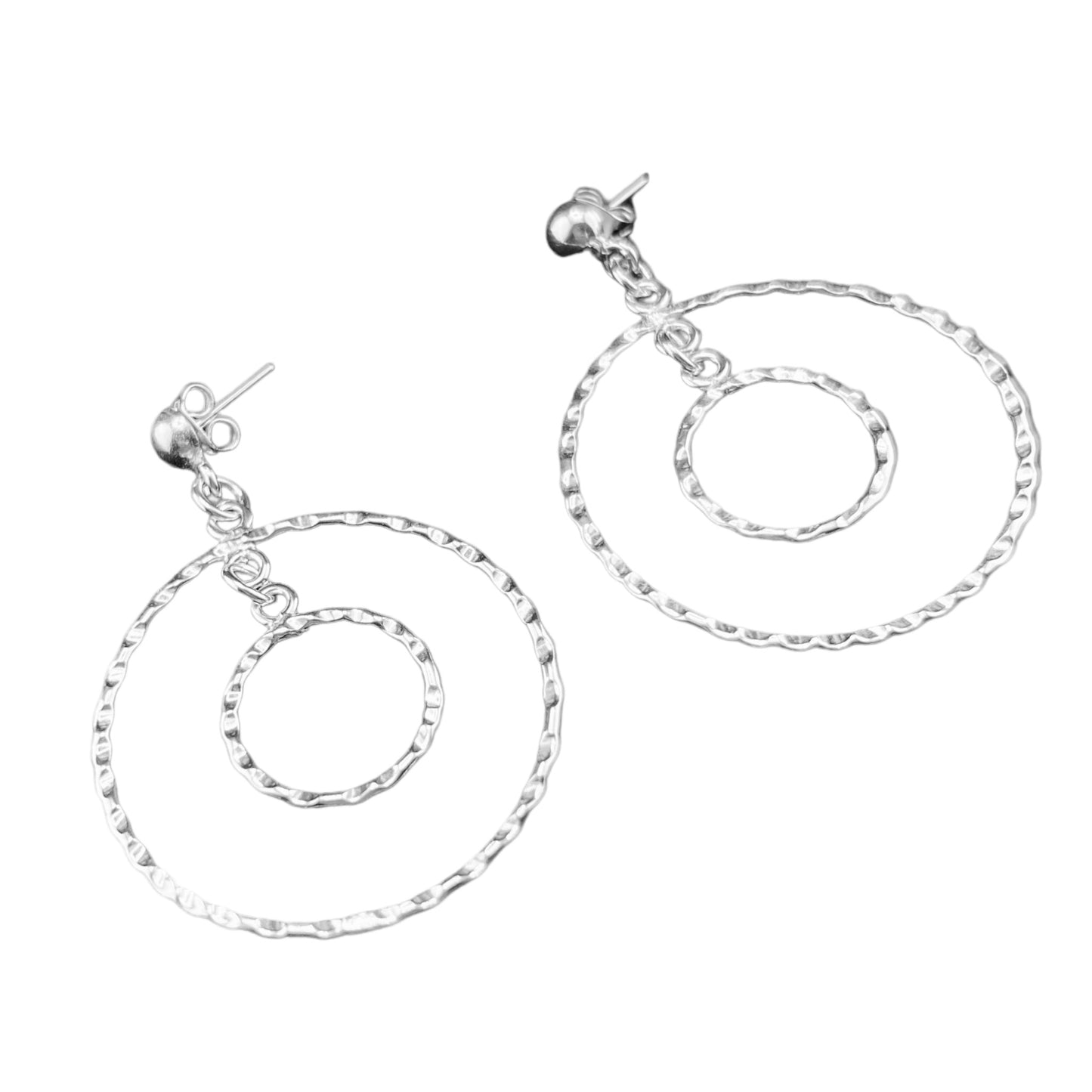 Sterling Silver .925 HOOP HOOK Earrings 35mmx1mm Hammered Rings