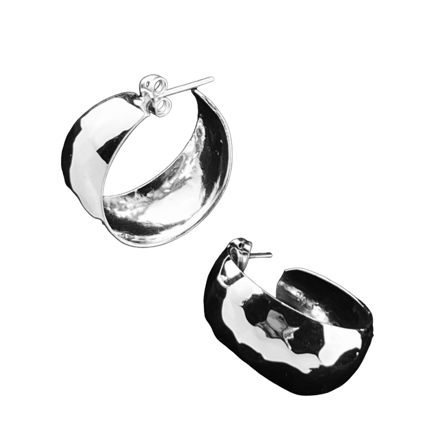 Sterling Silver .925 HOOP POST Earrings 26mmx13mm Smooth