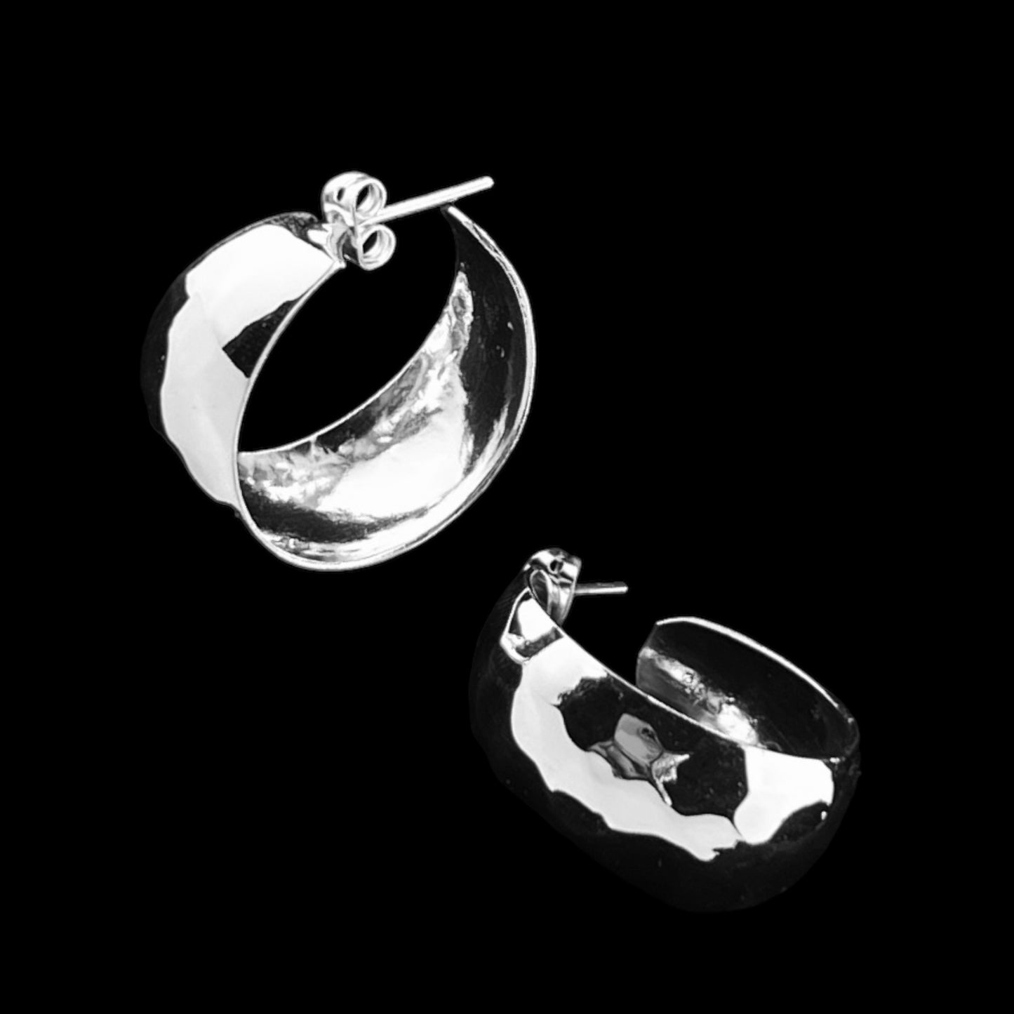 Sterling Silver .925 HOOP POST Earrings 26mmx13mm Smooth