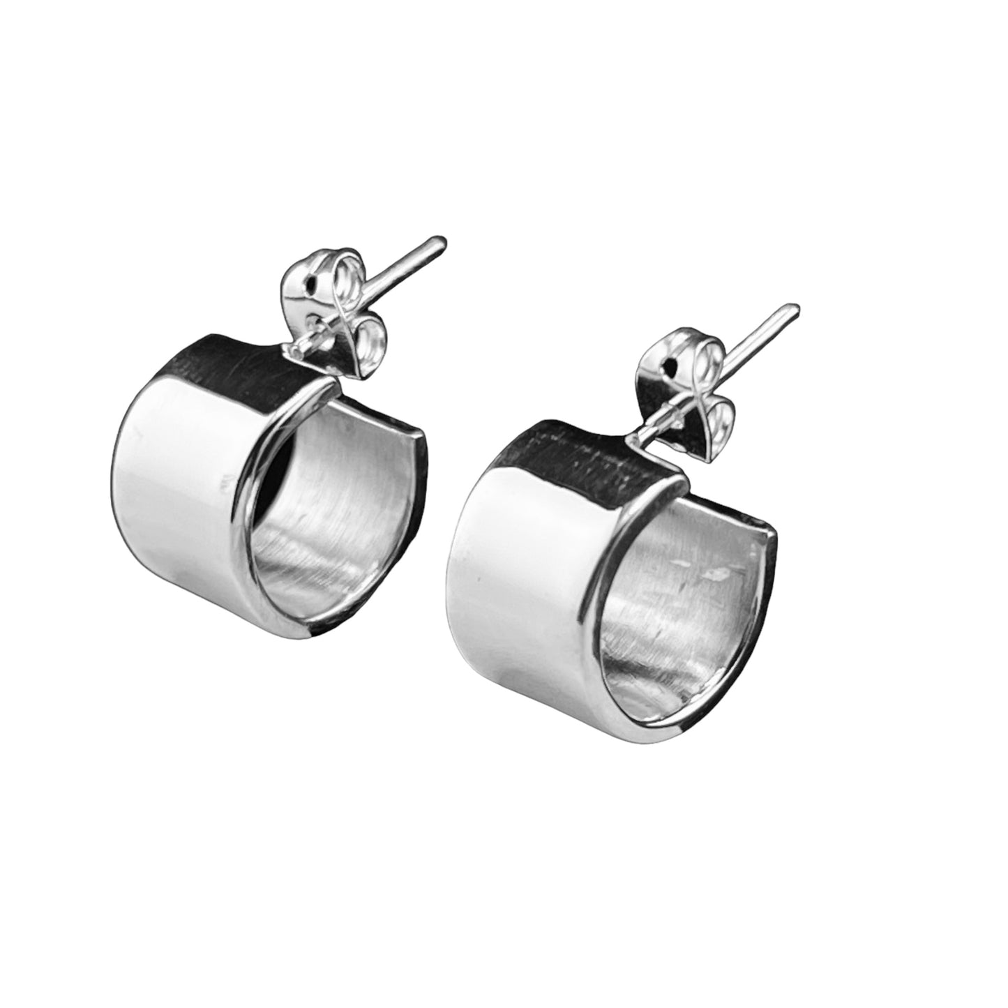 Sterling Silver .925 HOOP POST Earrings 12mmx9mm Smooth
