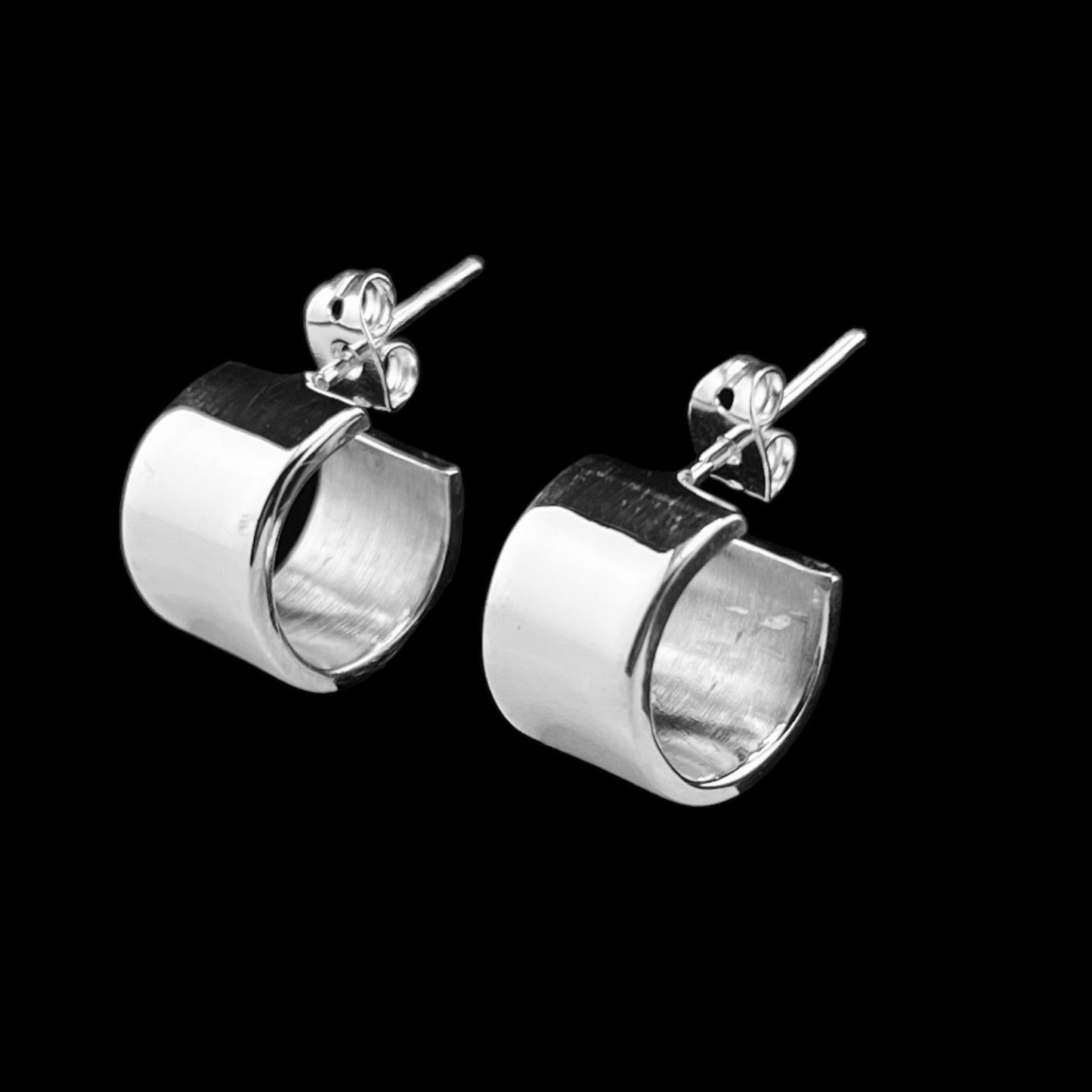 Sterling Silver .925 HOOP POST Earrings 12mmx9mm Smooth