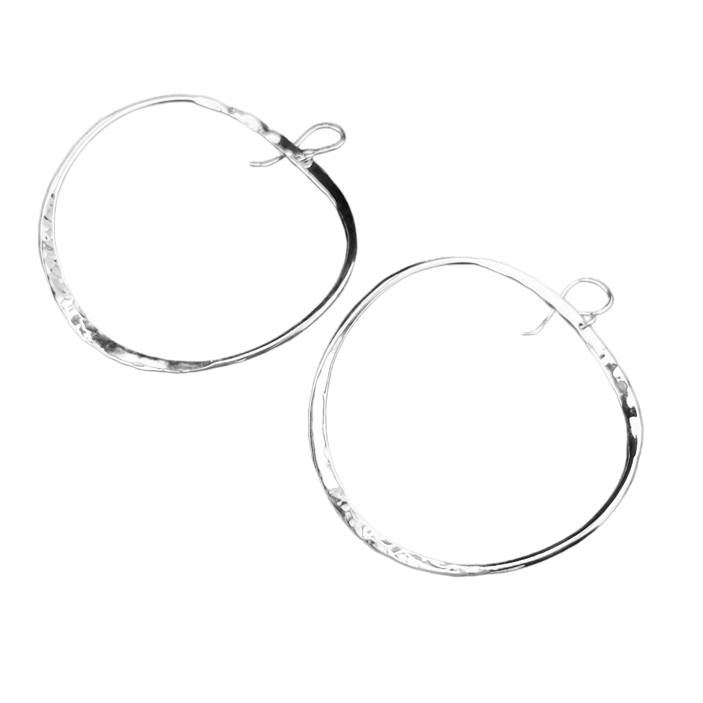 Sterling Silver .925 HOOP HOOK Earrings Undulating Smooth