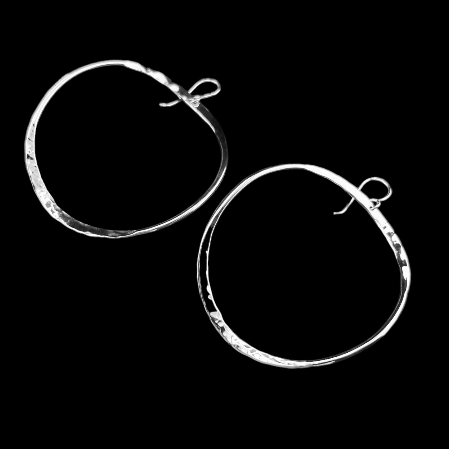 Sterling Silver .925 HOOP HOOK Earrings Undulating Smooth