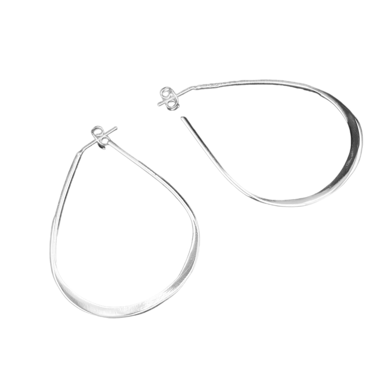 Sterling Silver .925 HOOP POST Earrings 36mmx53mm Teardrop