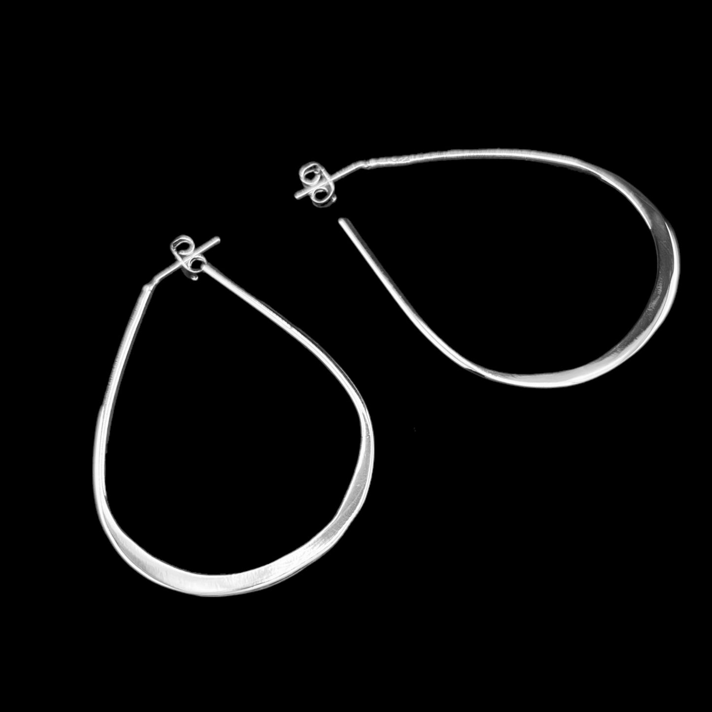Sterling Silver .925 HOOP POST Earrings 36mmx53mm Teardrop