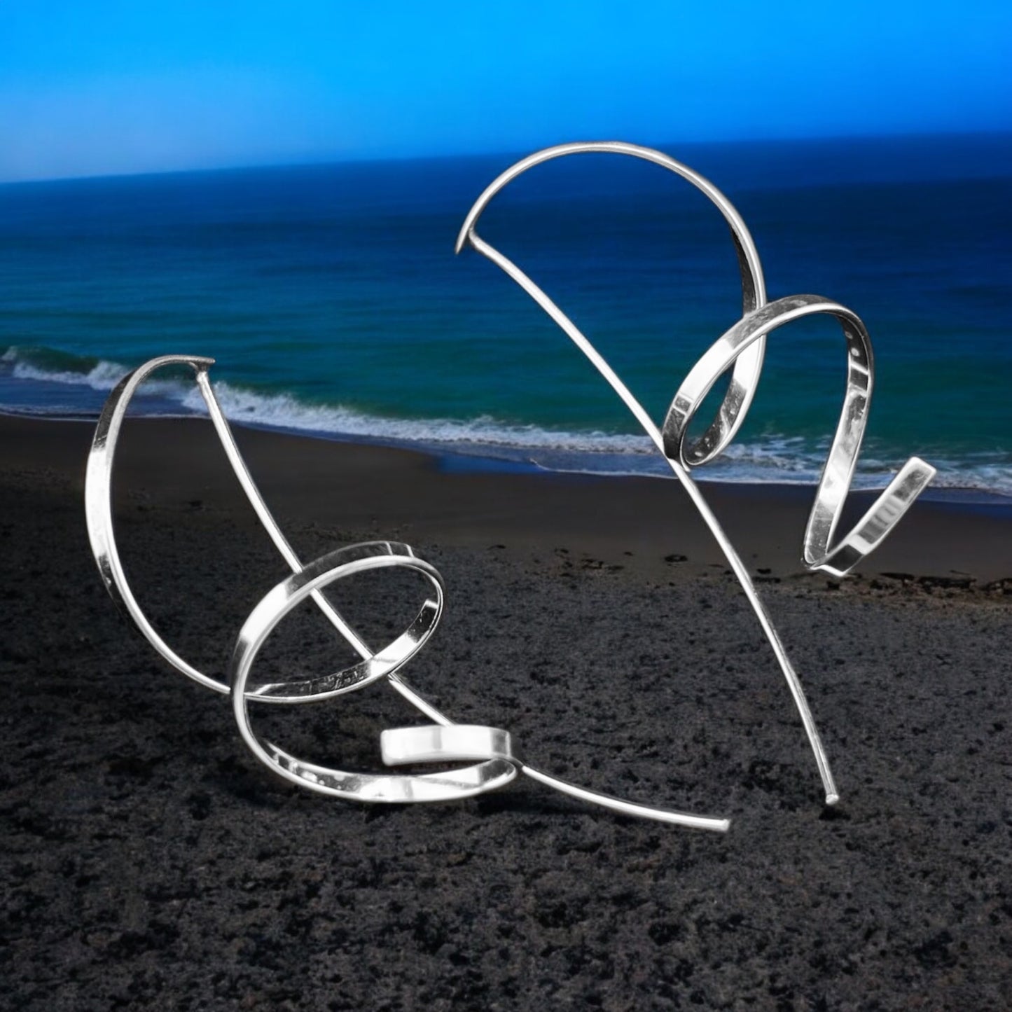 Sterling Silver .925 Chaotic Earrings 20mmx55mm
