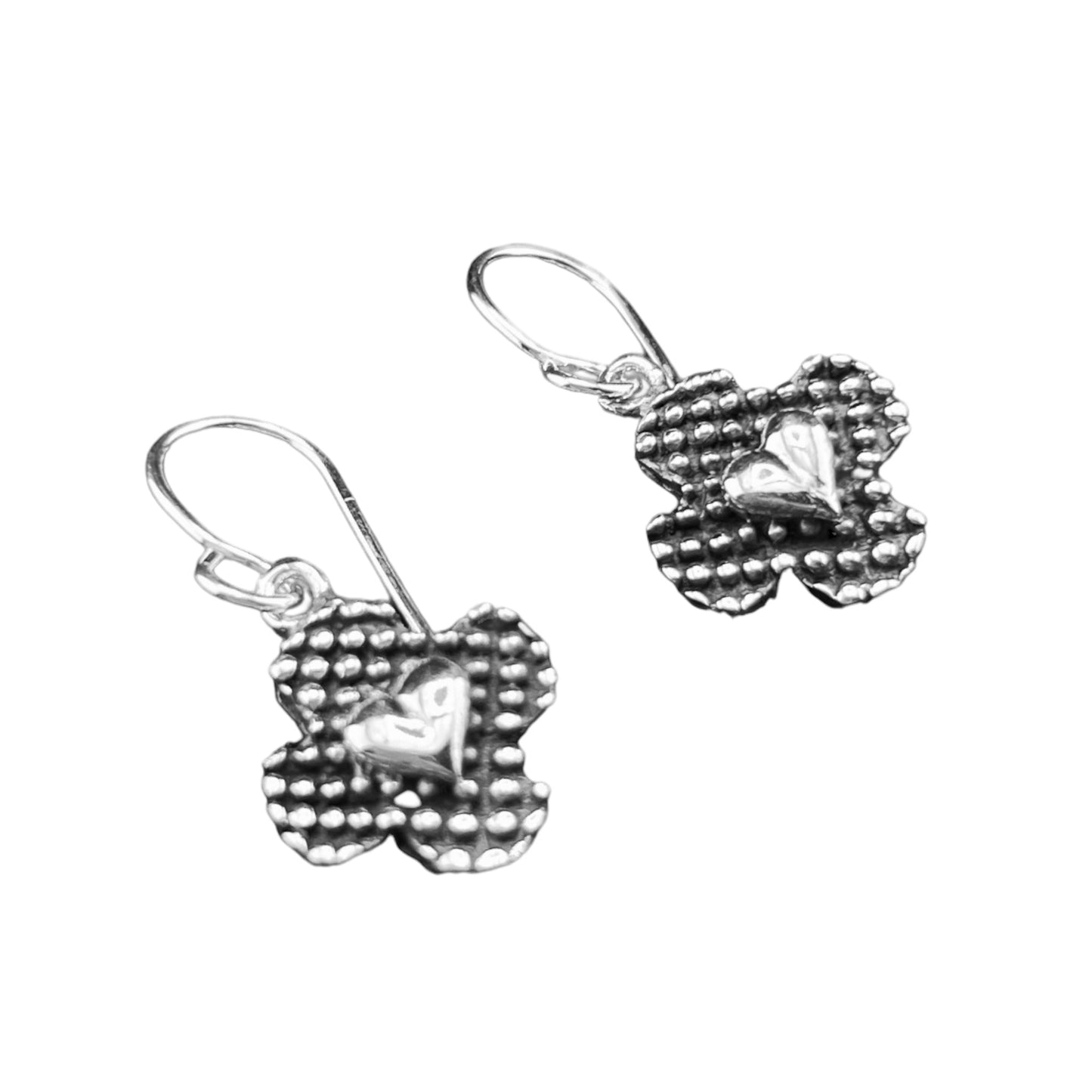 Sterling Silver .925 HOOK Earrings Heart on Cross