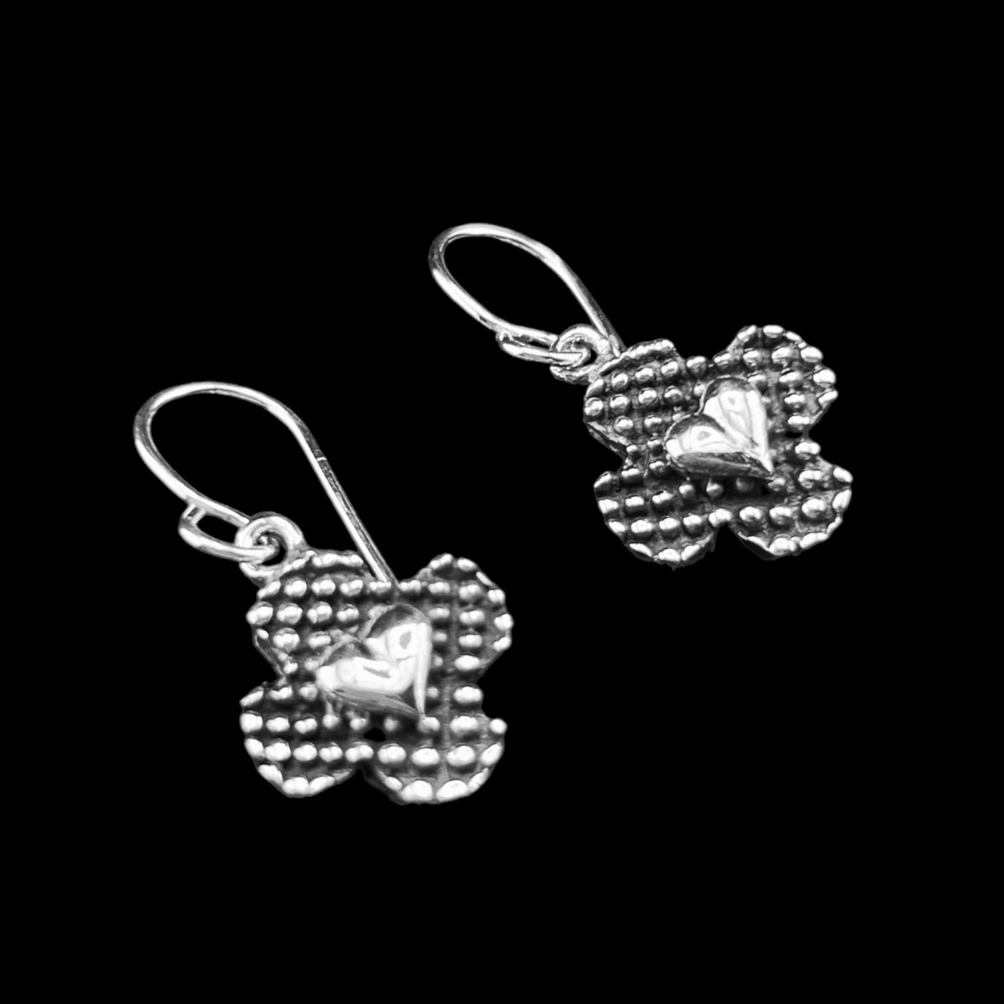 Sterling Silver .925 HOOK Earrings Heart on Cross