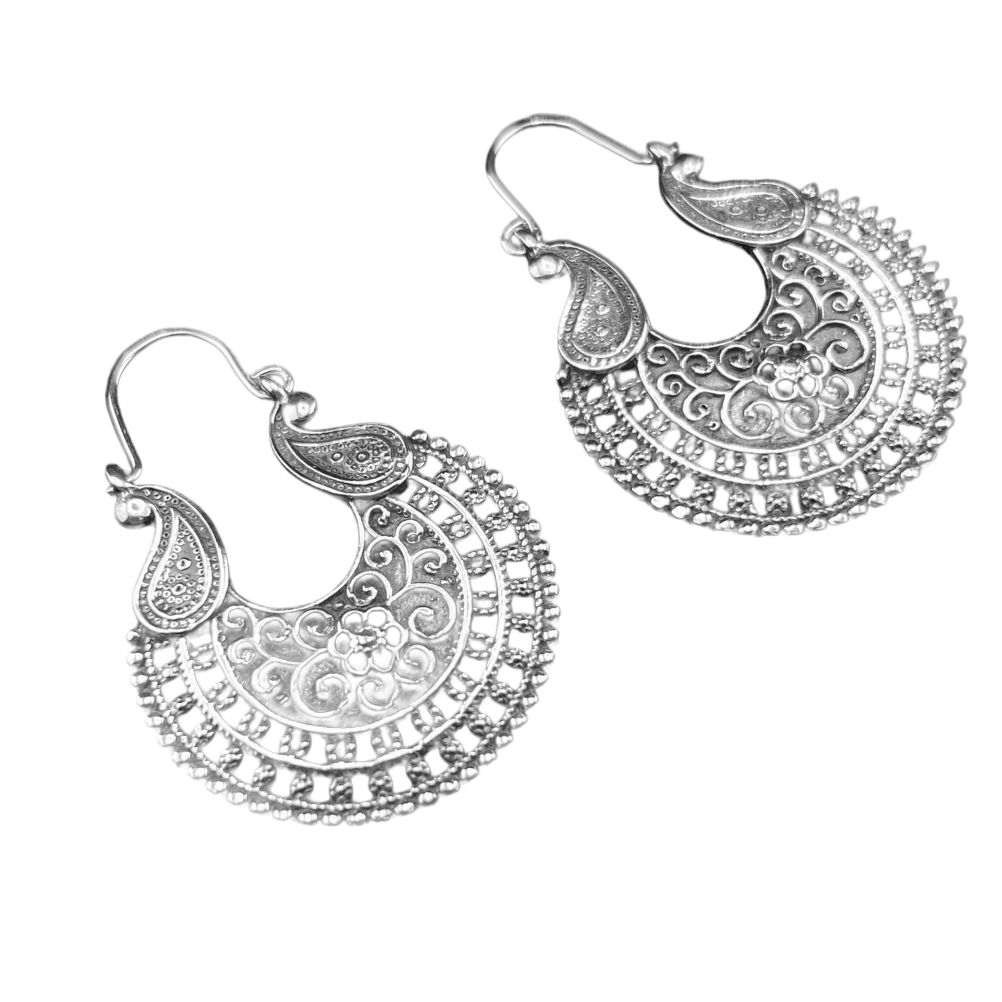 Sterling Silver .925 Mandala Earrings 40mm
