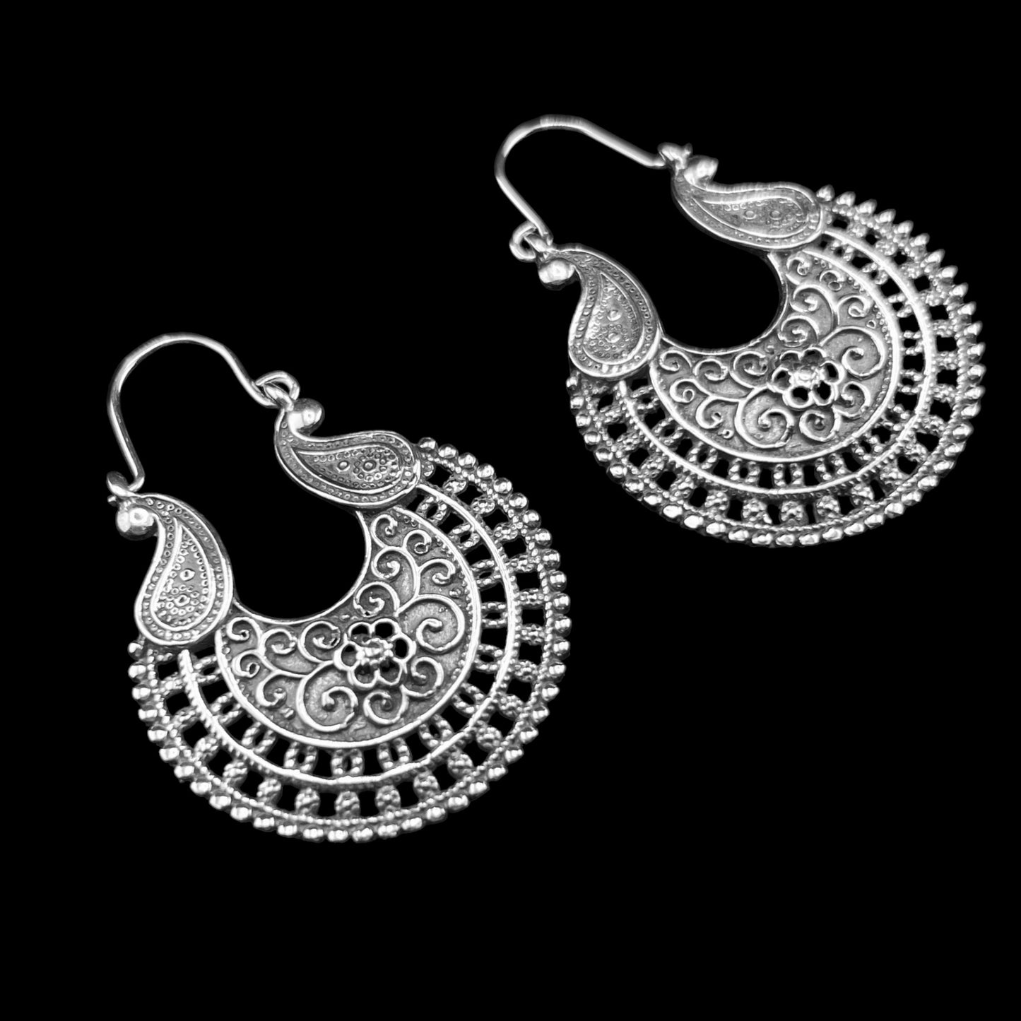 Sterling Silver .925 Mandala Earrings 40mm