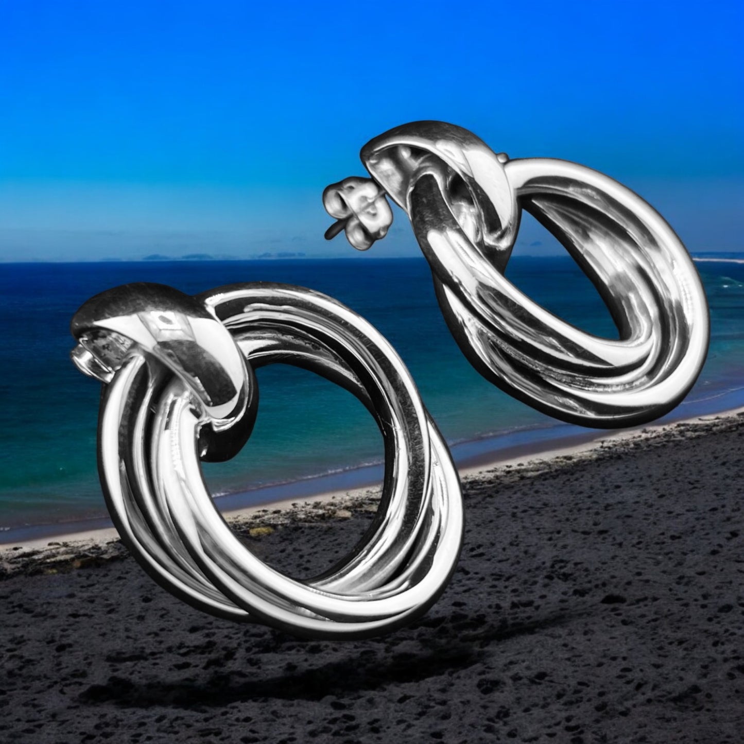 Sterling Silver .925 POST Earrings 27mmx33mm
