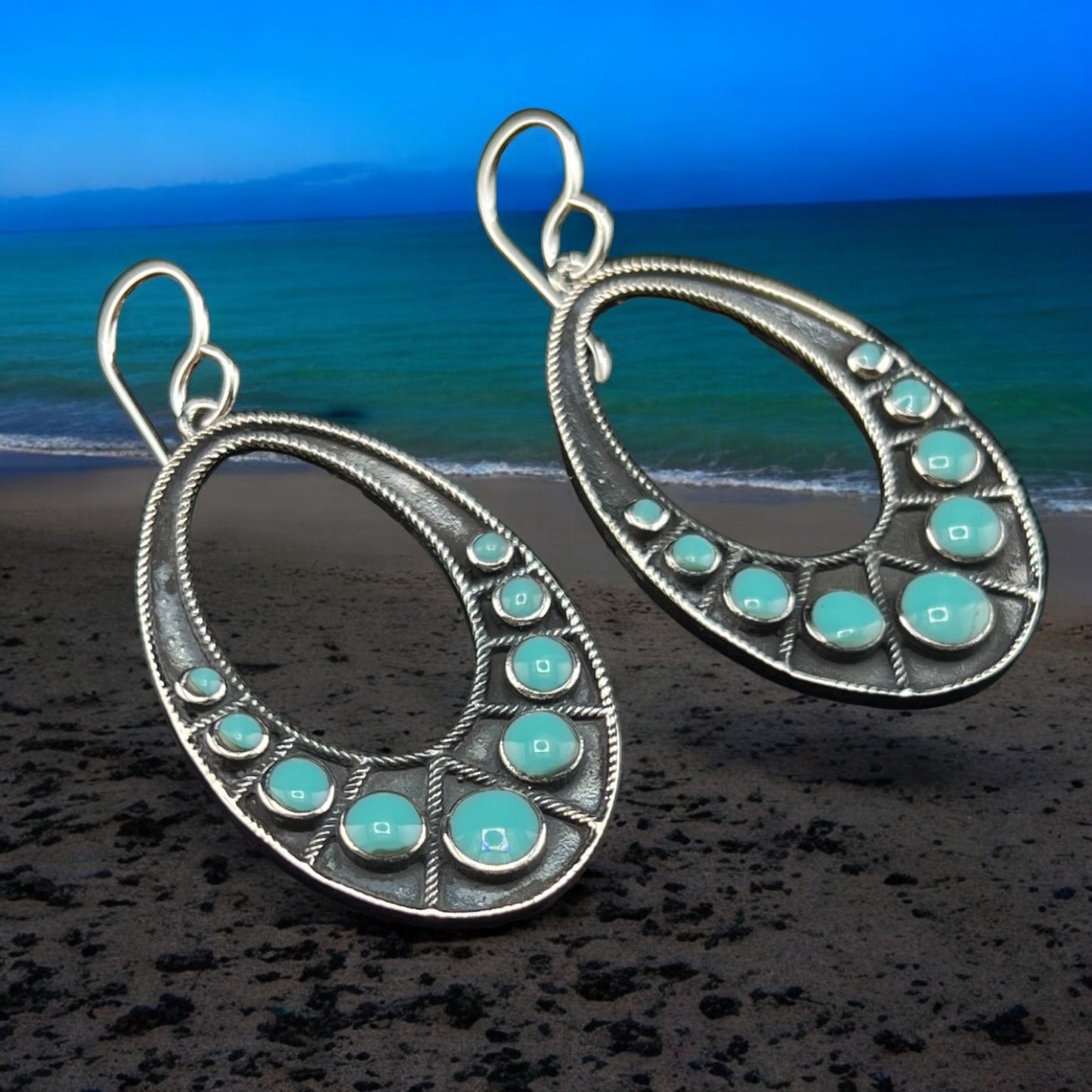 Sterling Silver .925 HOOK Earrings 26mmx40mm