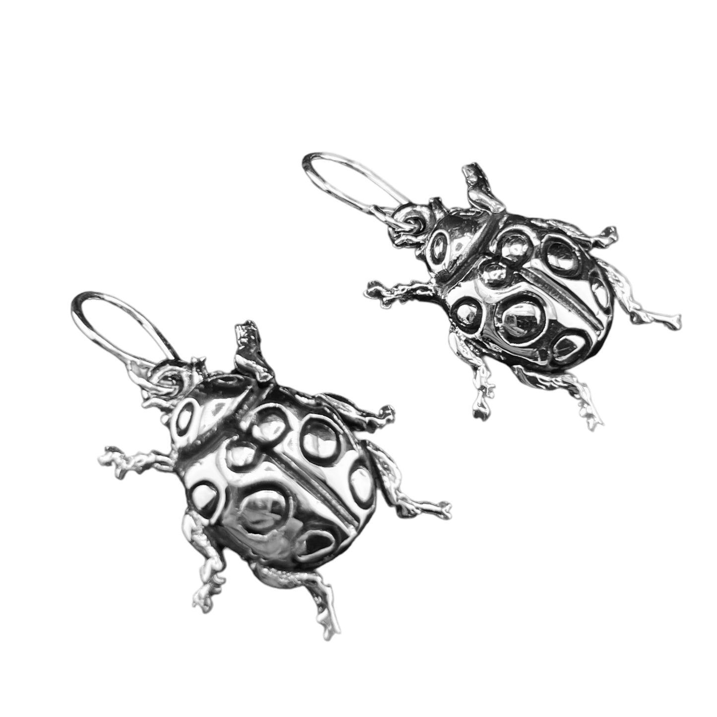Sterling Silver .925 HOOK Earrings 20mmx20mm Ladybug Insect
