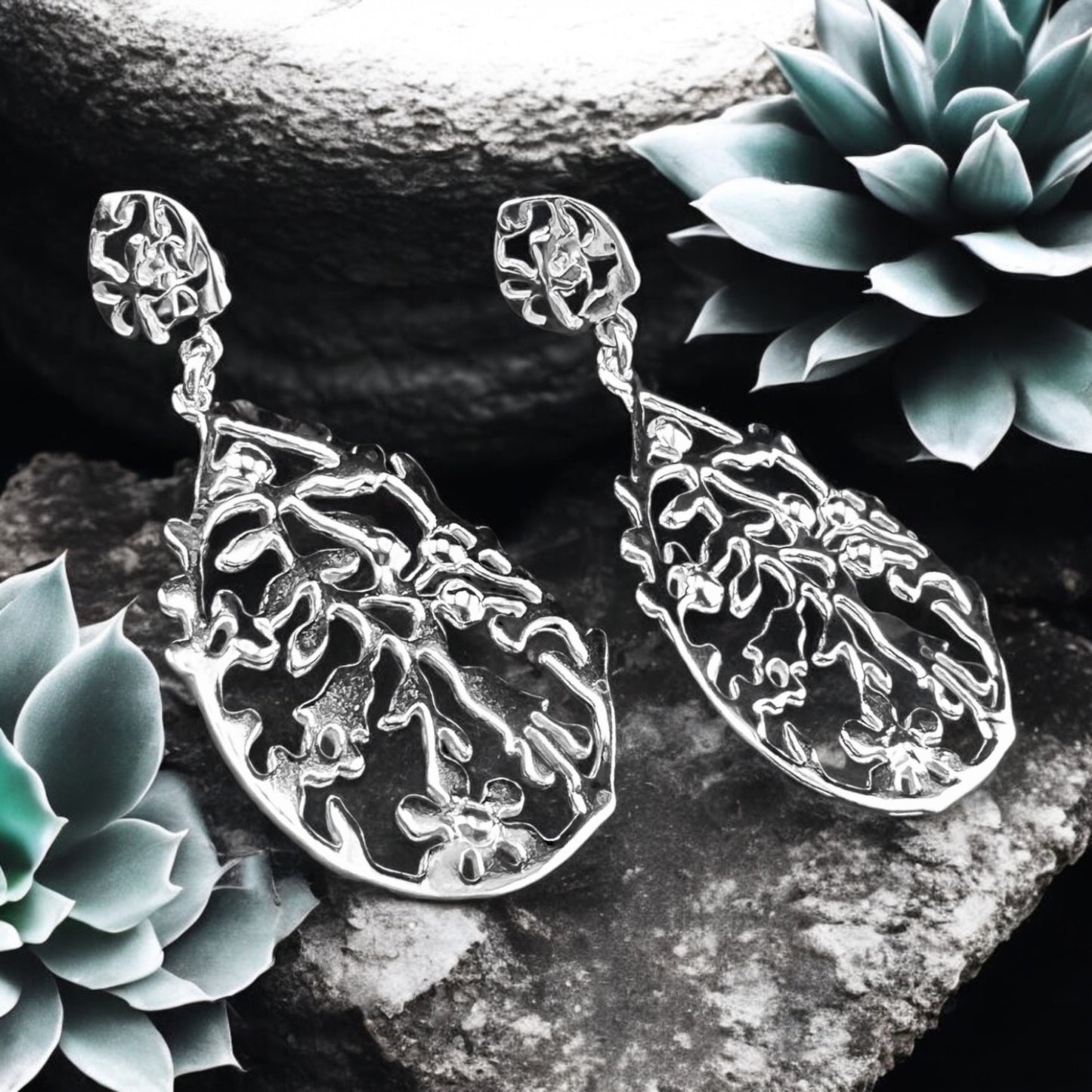 Sterling Silver .925 POST Earrings 25mmx50mm