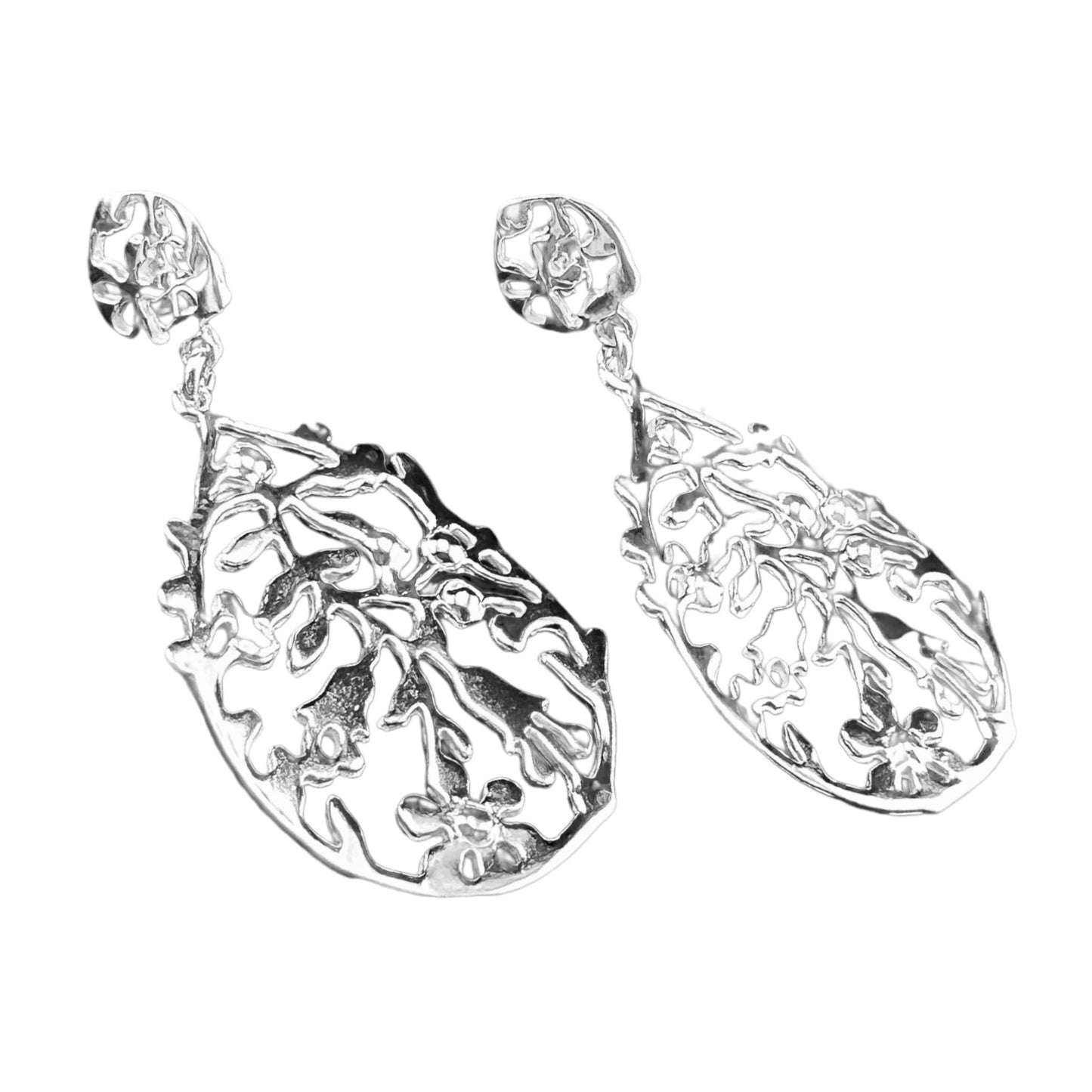 Sterling Silver .925 POST Earrings 25mmx50mm