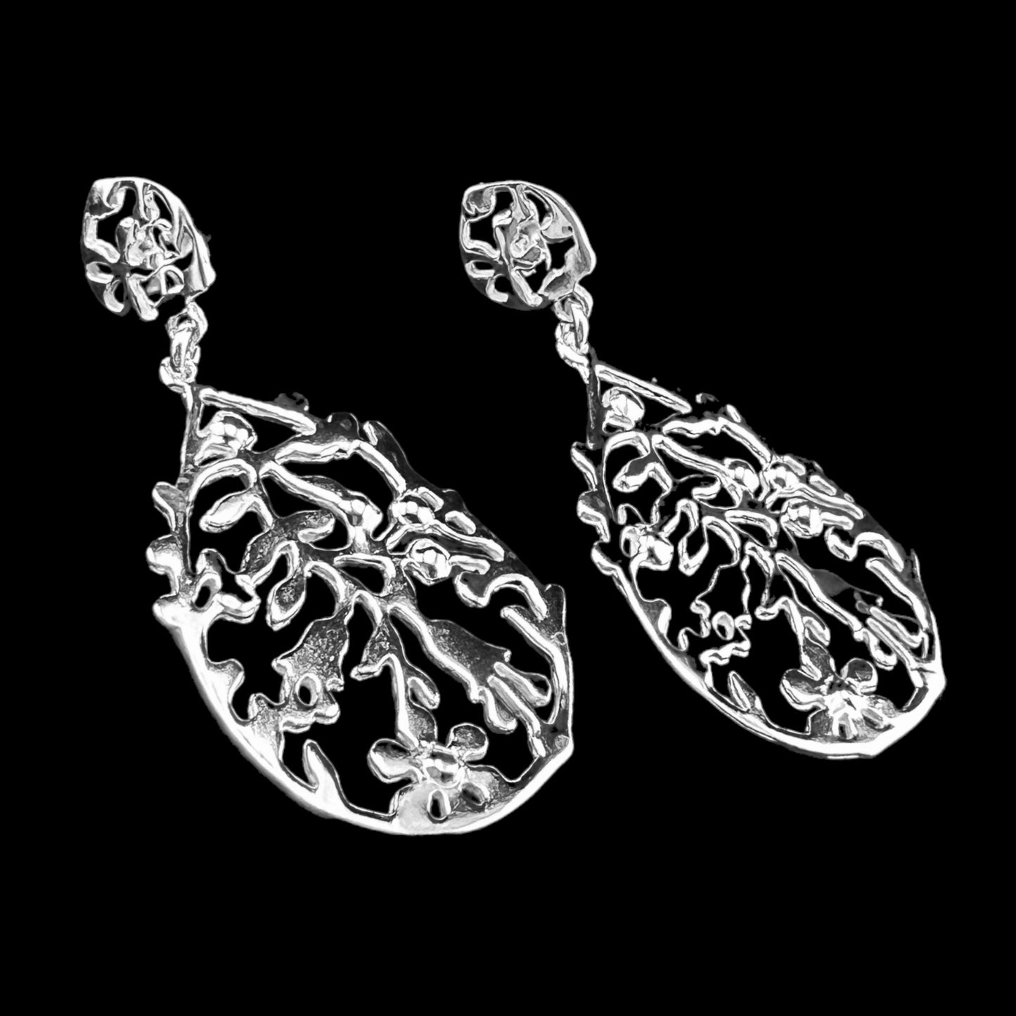 Sterling Silver .925 POST Earrings 25mmx50mm
