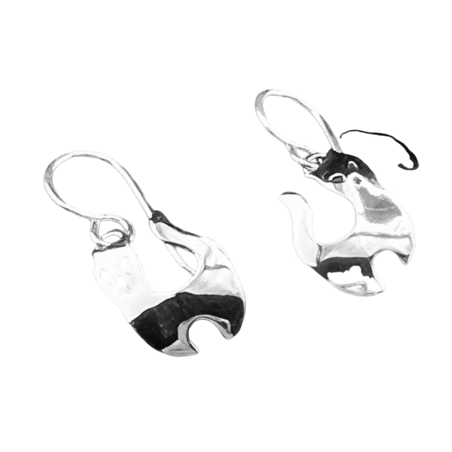 Sterling Silver .925 HOOK Earrings 10mmx10mm Gato Cat