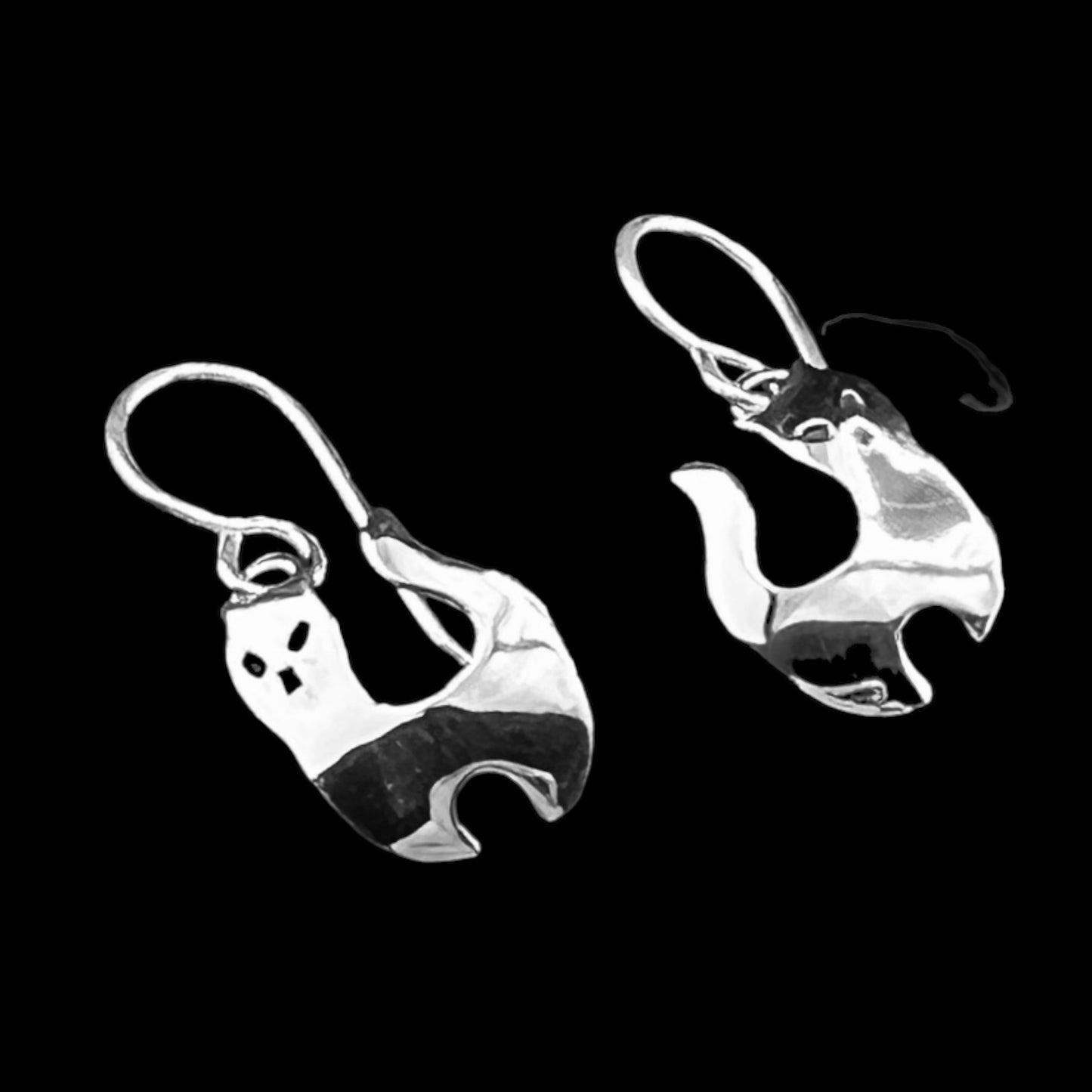 Sterling Silver .925 HOOK Earrings 10mmx10mm Gato Cat