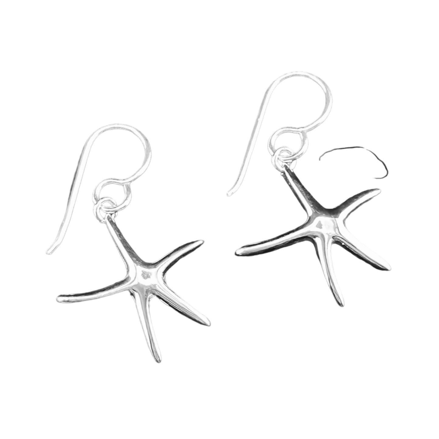 Sterling Silver .925 HOOK Earrings 20mmx20mm Starfish