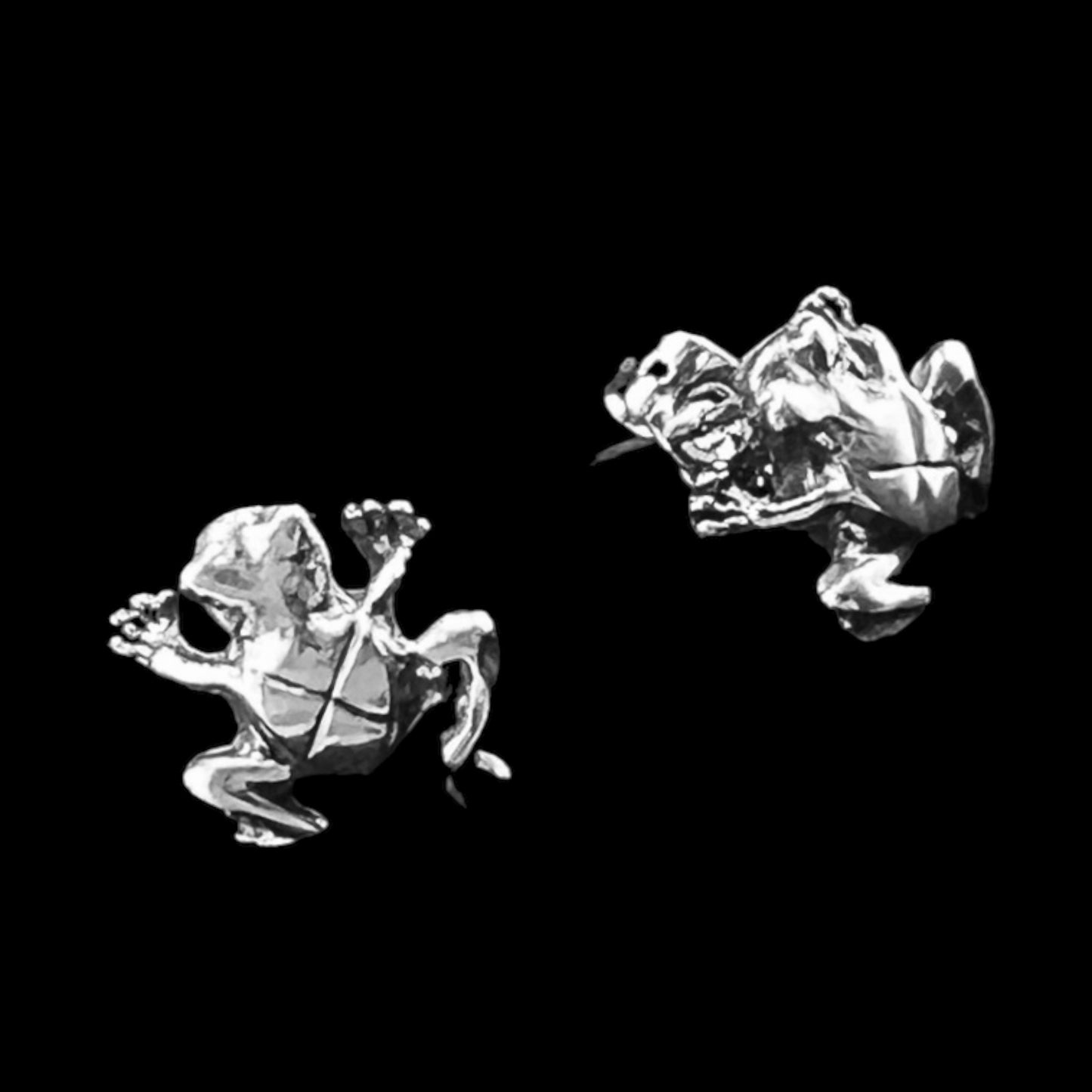 Sterling Silver .925 HOOK Earrings 10mmx10mm Frog