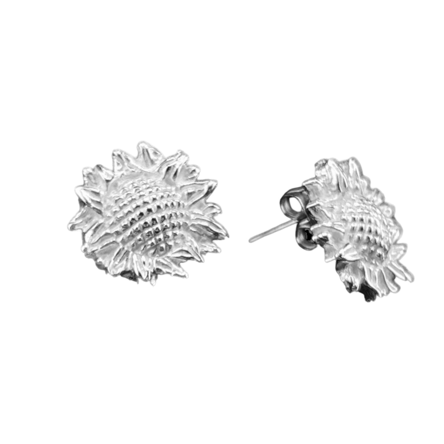 Sterling Silver .925 POST Earrings 15mm Sunflower
