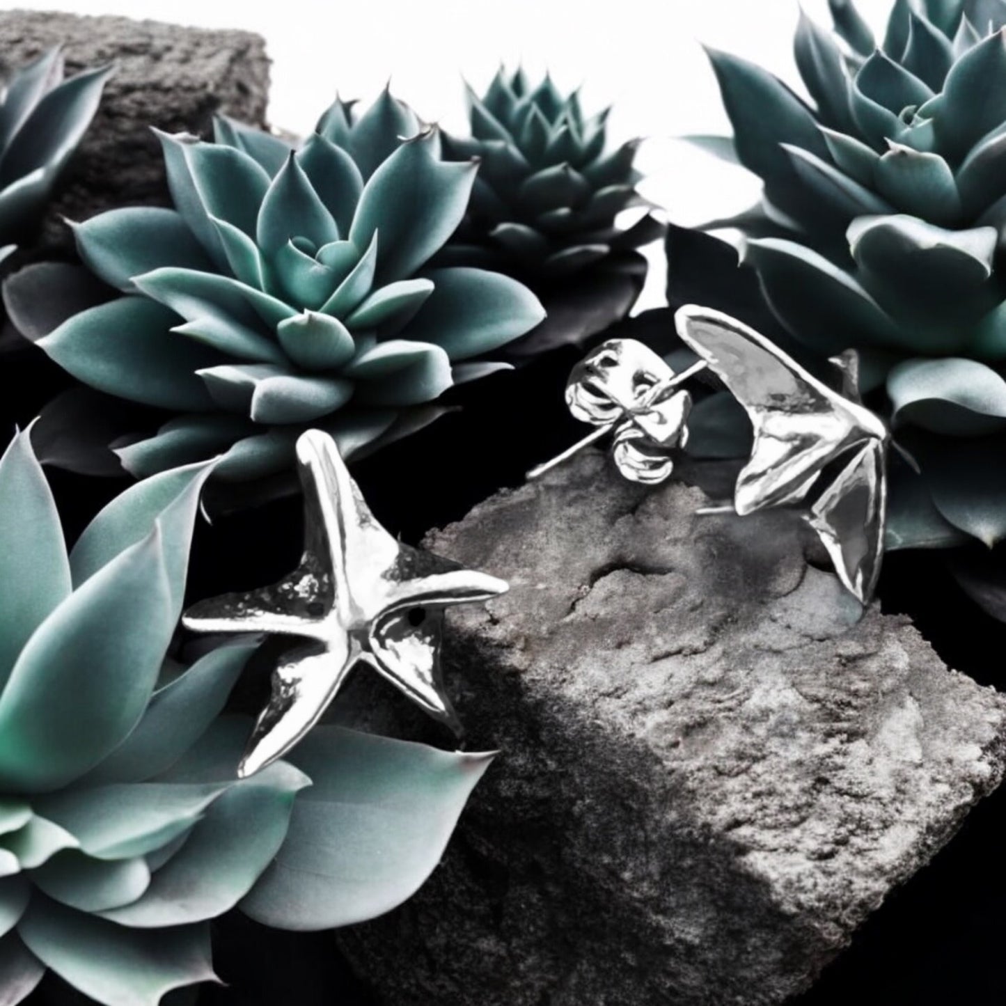 Sterling Silver .925 POST Earrings 15mm Starfish