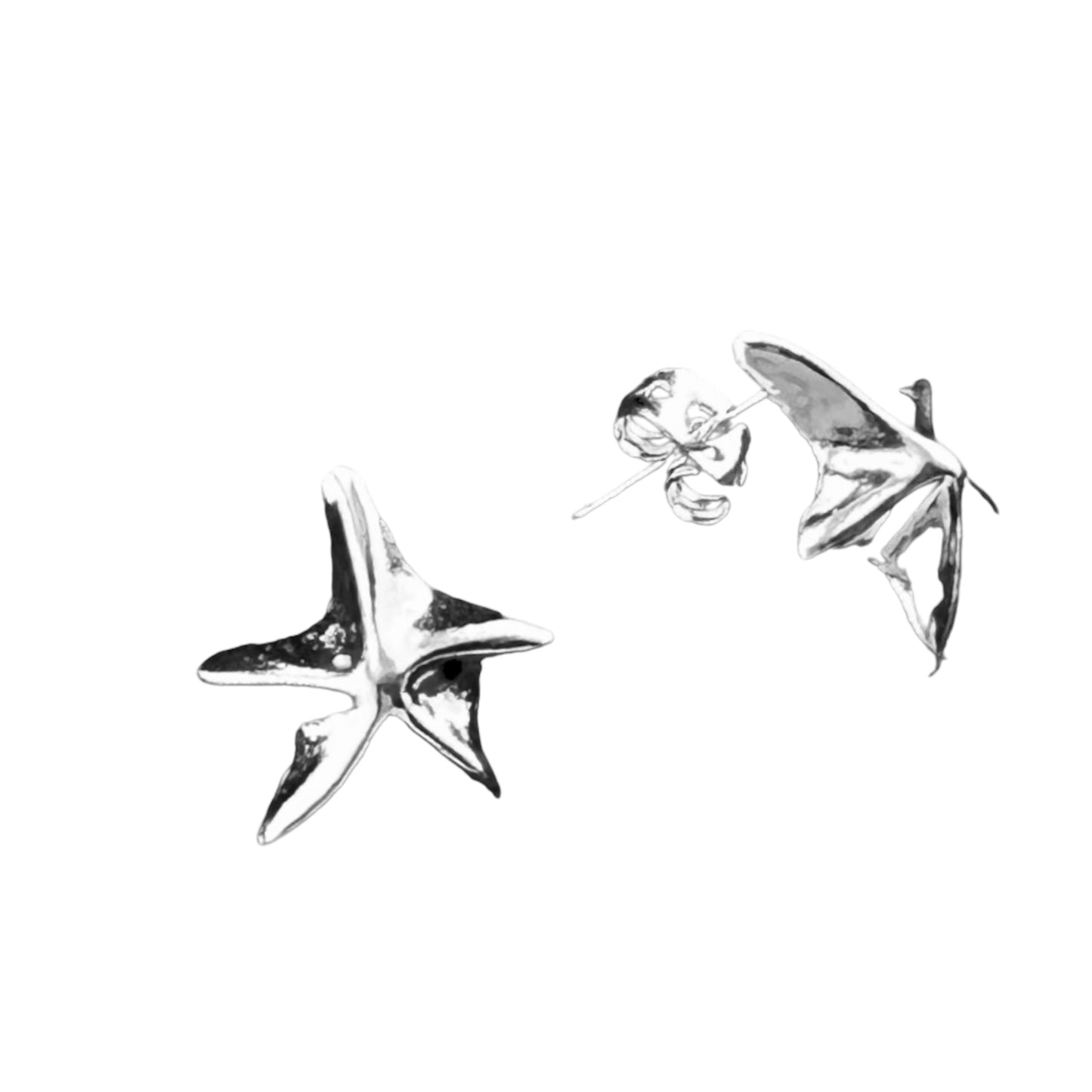 Sterling Silver .925 POST Earrings 15mm Starfish