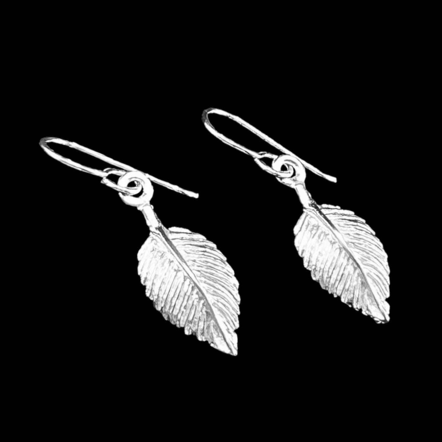 Sterling Silver .925 HOOK Earrings 10mmx16mm Leaf