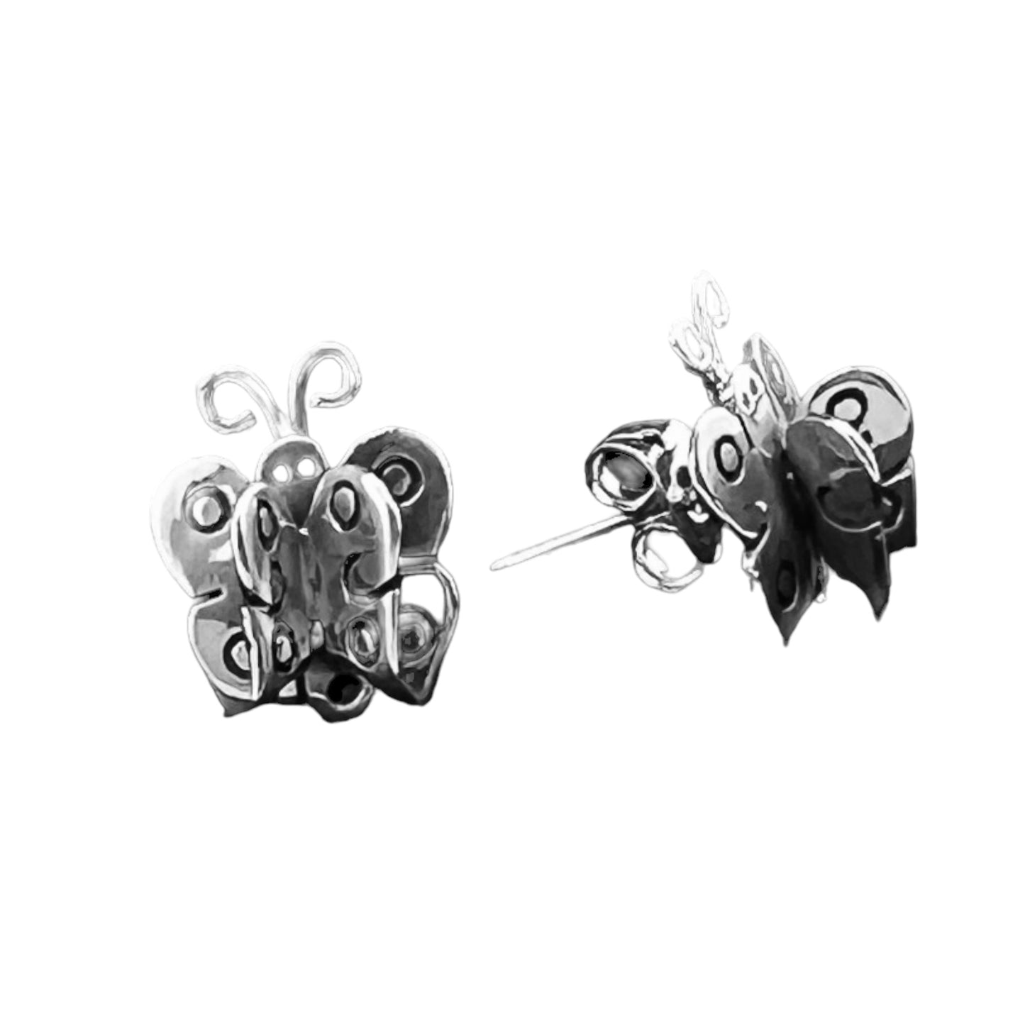 Sterling Silver .925 POST Earrings 12mmx10mm Butterfly