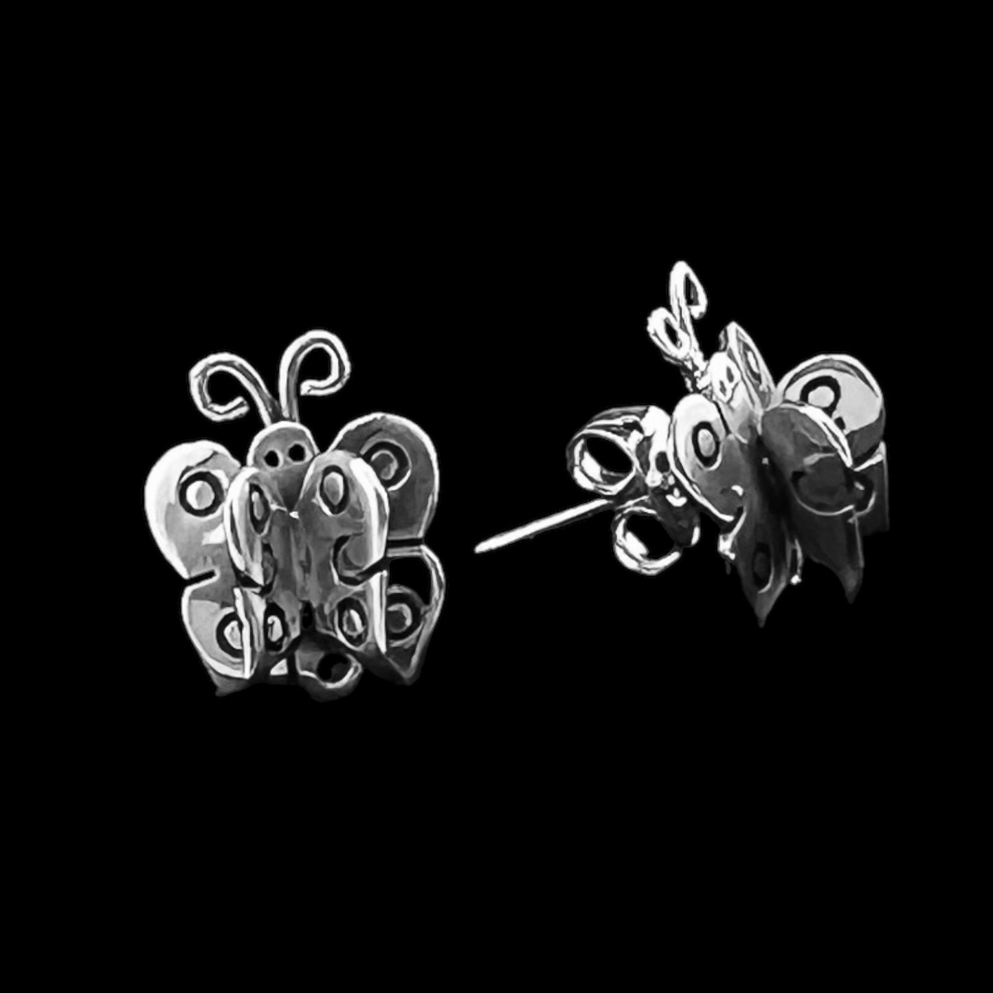 Sterling Silver .925 POST Earrings 12mmx10mm Butterfly