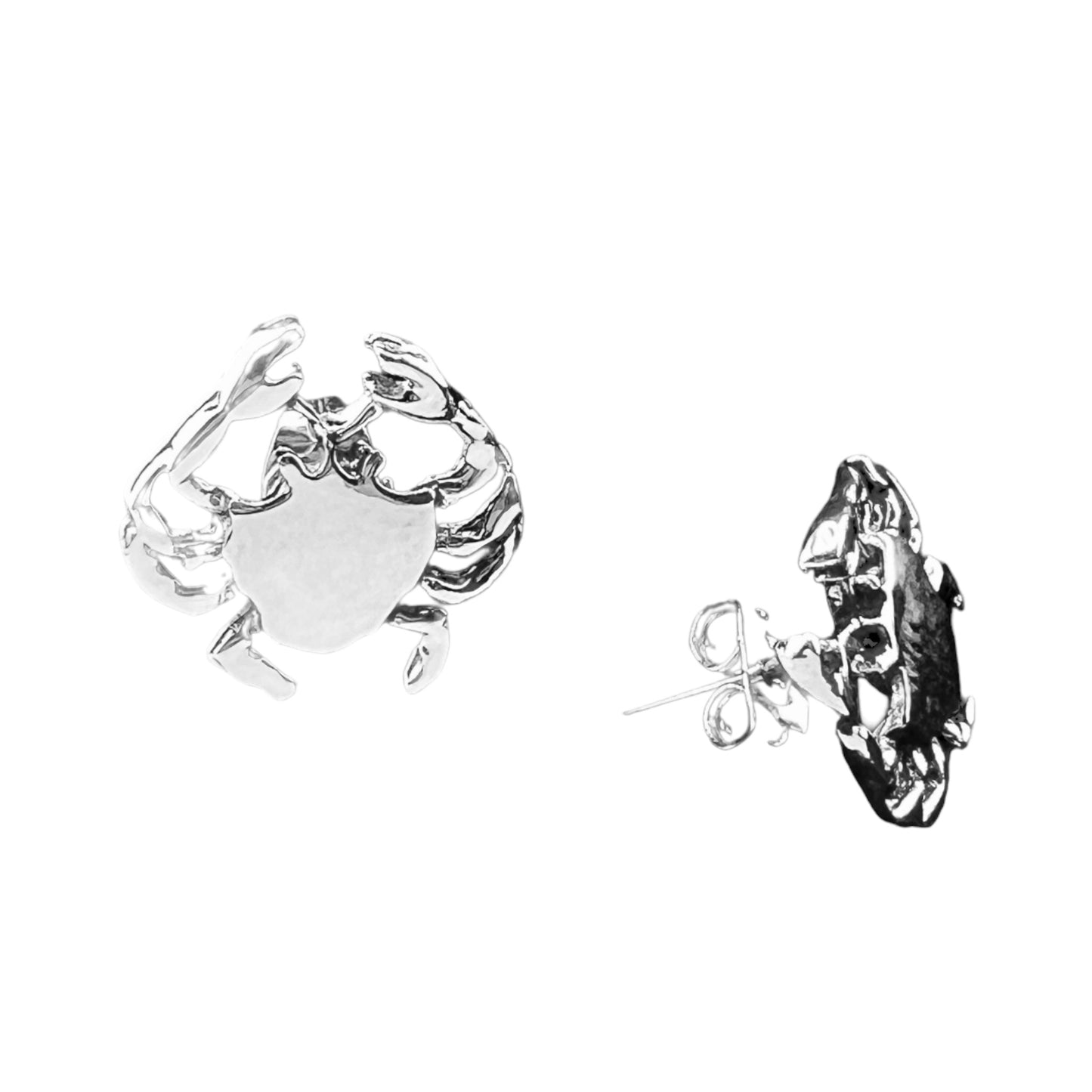 Sterling Silver .925 POST Earrings 13mmx12mm Crab