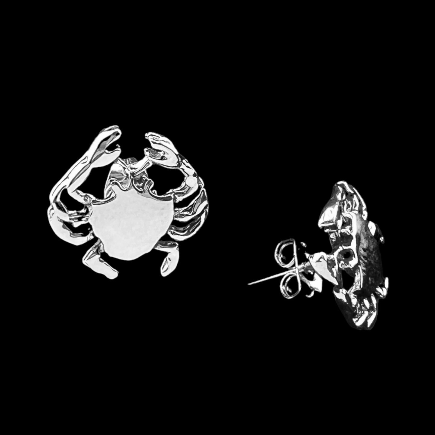 Sterling Silver .925 POST Earrings 13mmx12mm Crab