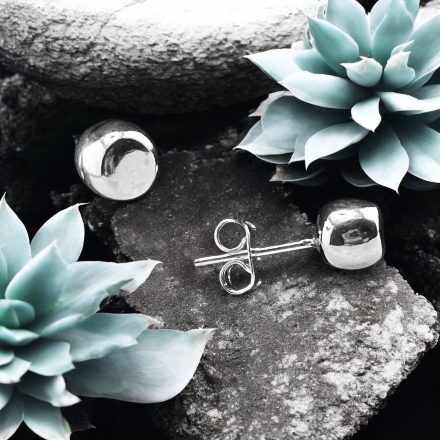 Sterling Silver .925 POST Earrings 5mm Sphere Ball